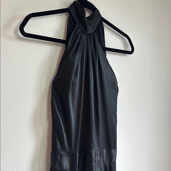 Anne Elegant Black Satin “feels” material open back Dress size small - Picture 3 of 9
